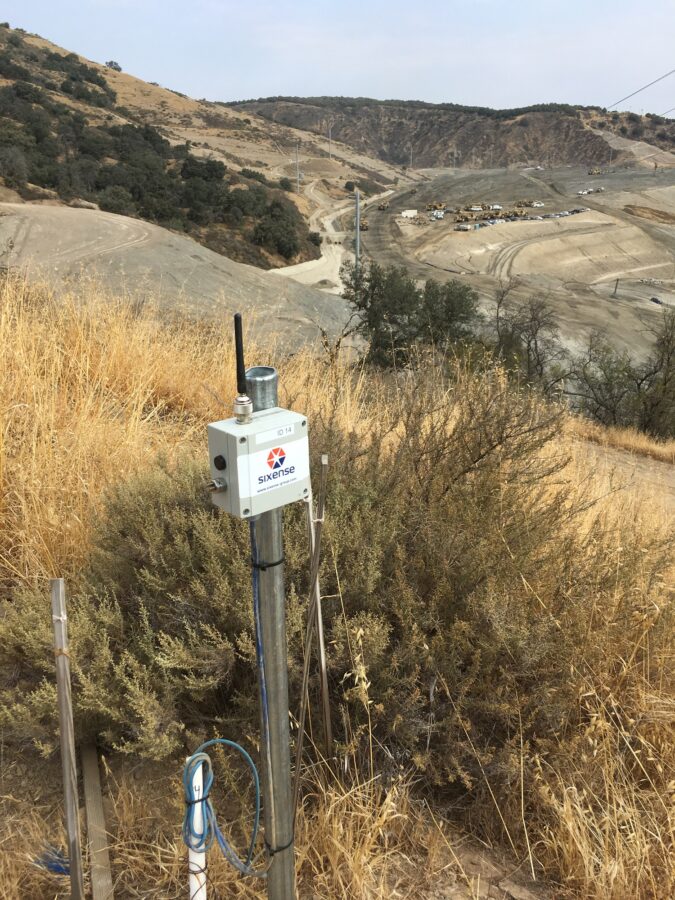 Resized Sixense Wireless Landfill Monitoring device on pole