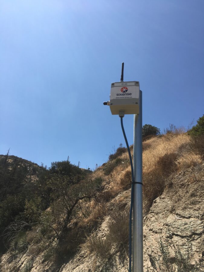 Resized Sixense Wireless Landfill Monitoring device on pole